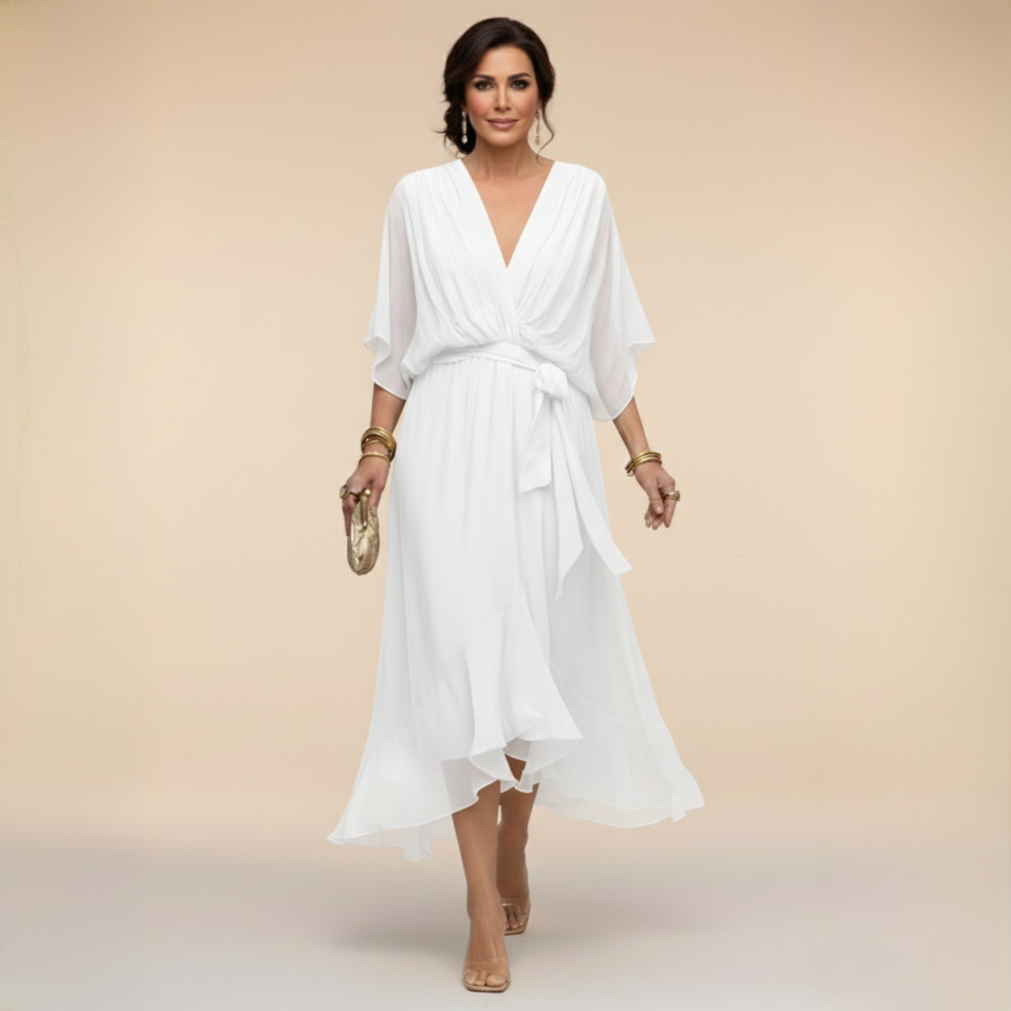 Riley | Chiffon Dress with V-Neck