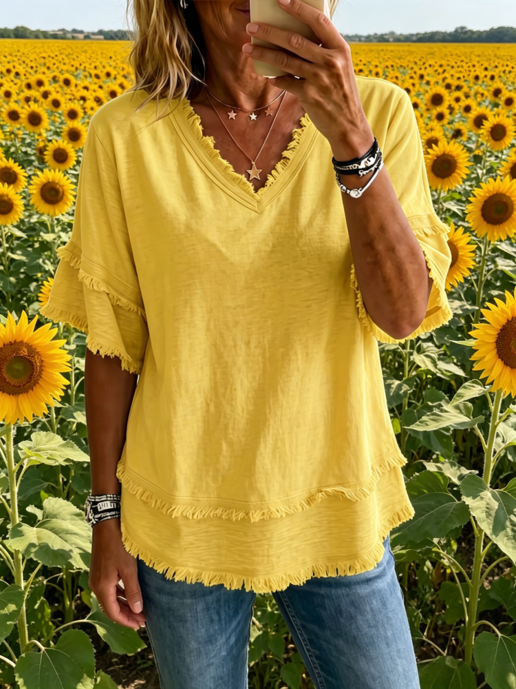 Jessica | Women's Linen V-Neck Top