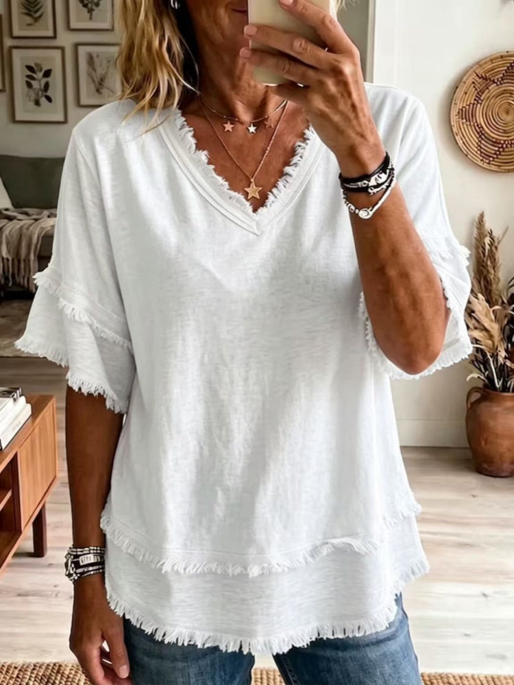 Jessica | Women's Linen V-Neck Top