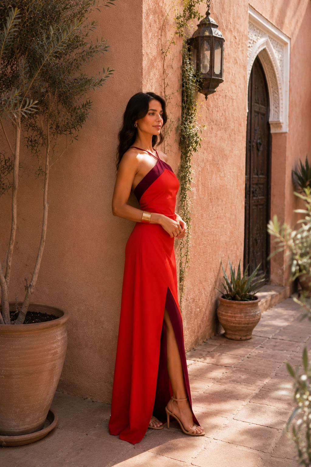 Elegant Halter Maxi Dress with Side Slit
