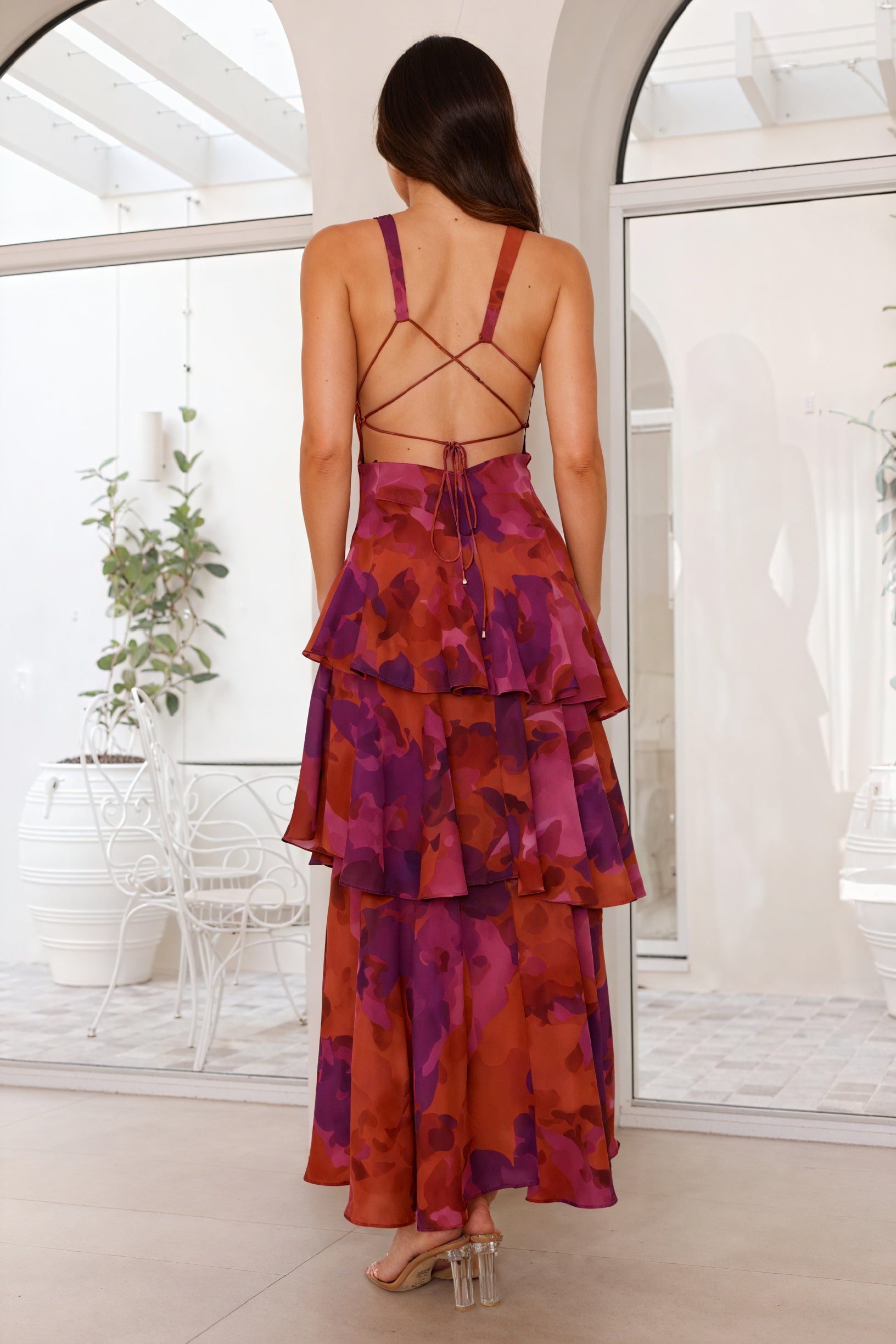 Floral Print Dress with a Deep V-Neck