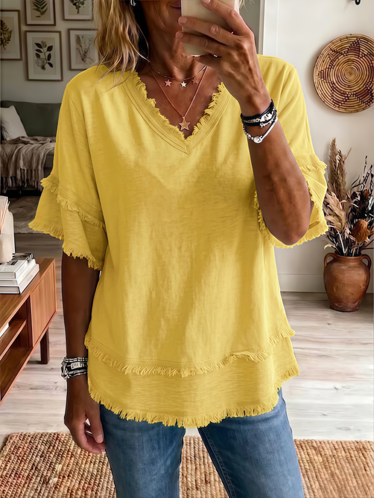 Jessica | Women's Linen V-Neck Top