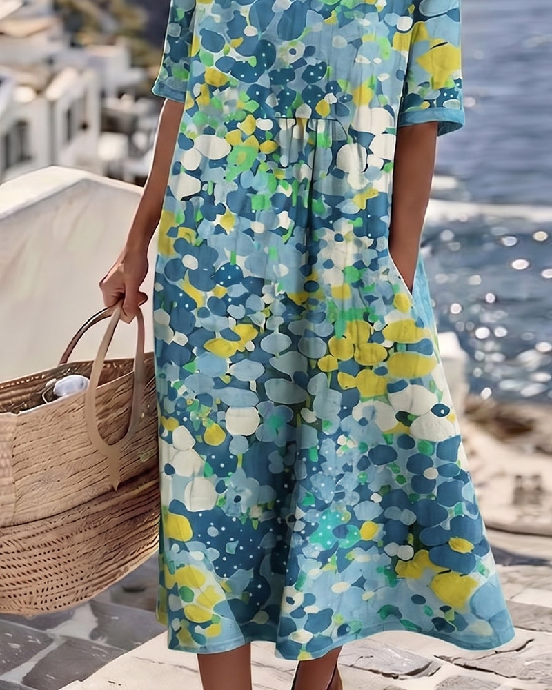 Elena - Chic Floral Midi Dress for Summer
