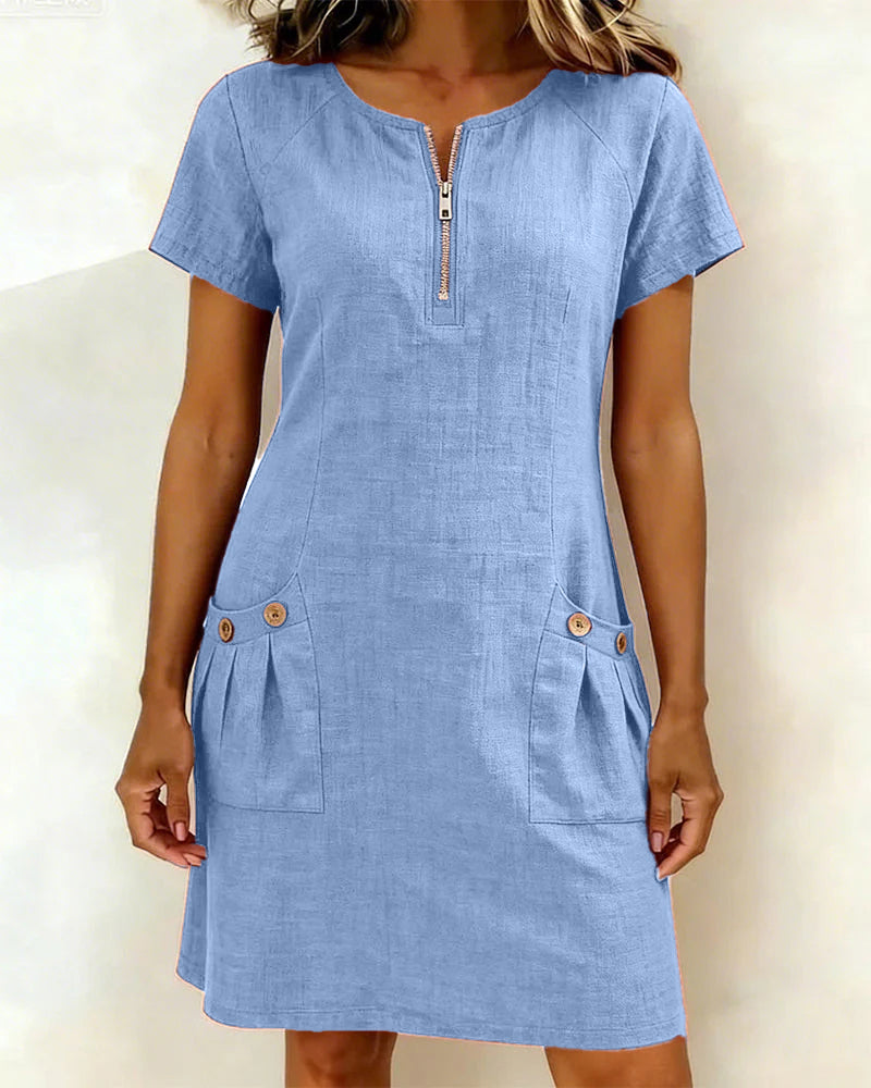 Patricia | Cotton Dress with Zipper Pocket