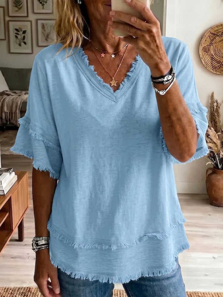 Jessica | Women's Linen V-Neck Top