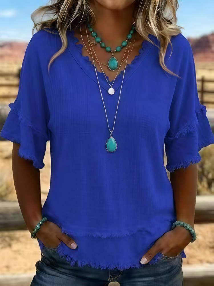 Jessica | Women's Linen V-Neck Top