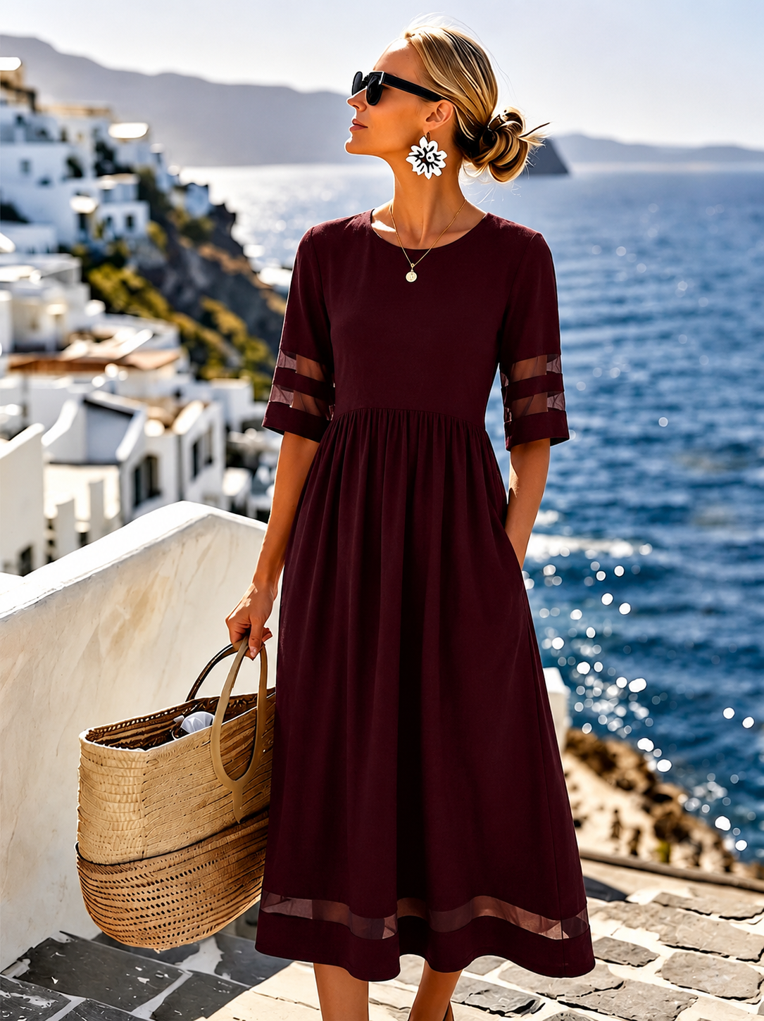 Cerelia | Elegant Midi Dress with Tummy-Smoothing Design