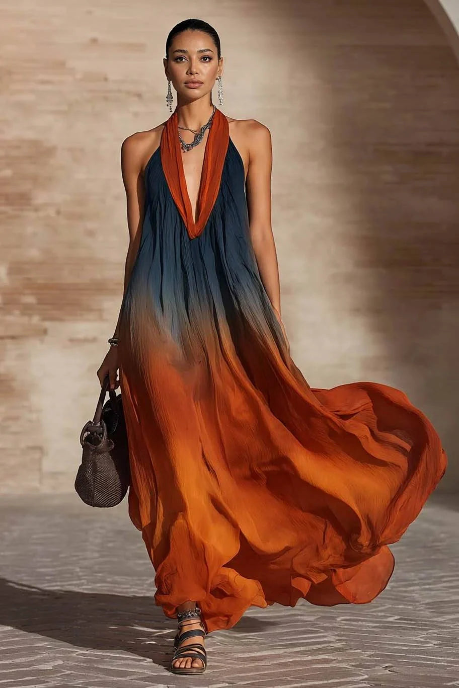 Paula | Long Halter Gradient Dress