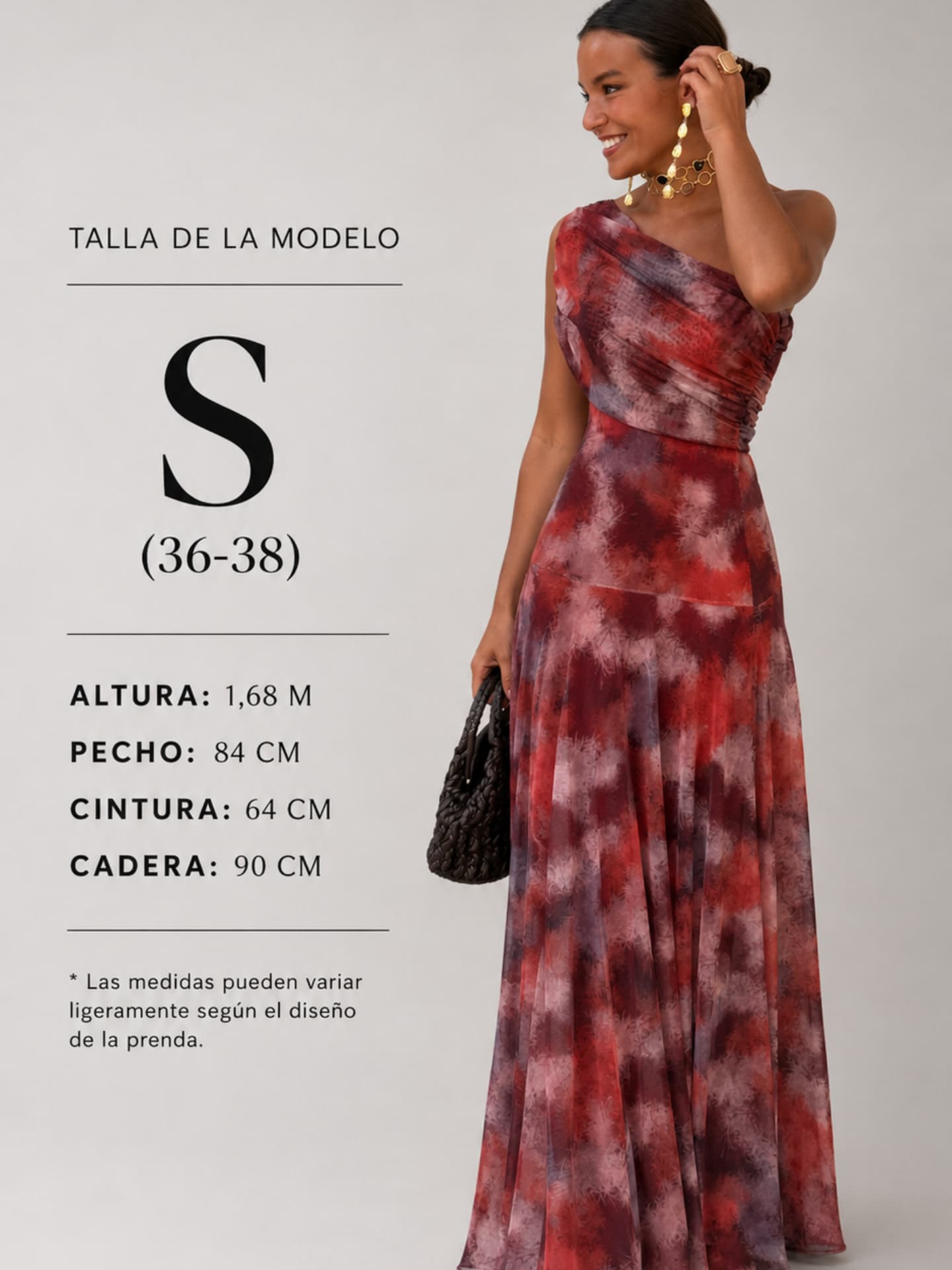 Watercolor Long Dress with Dropped Shoulders