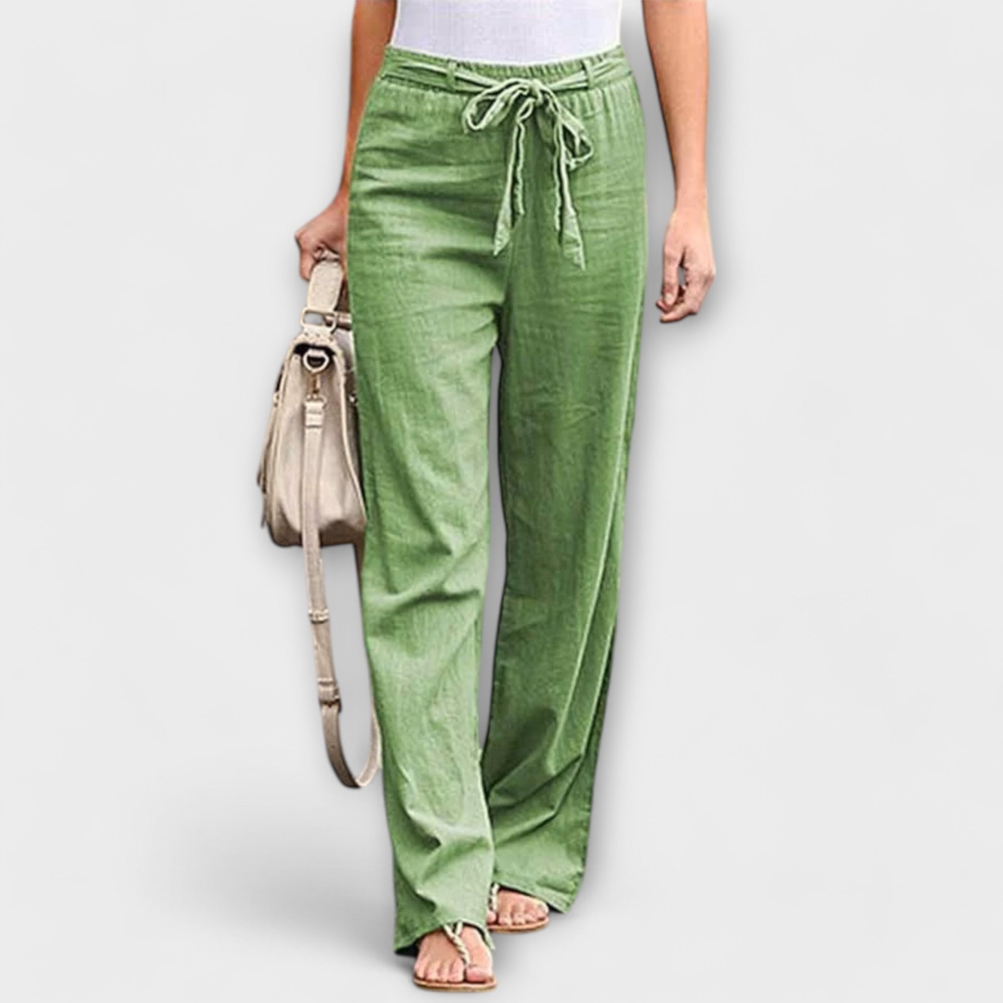 Thessalie Tie Waist Wide Leg Trousers