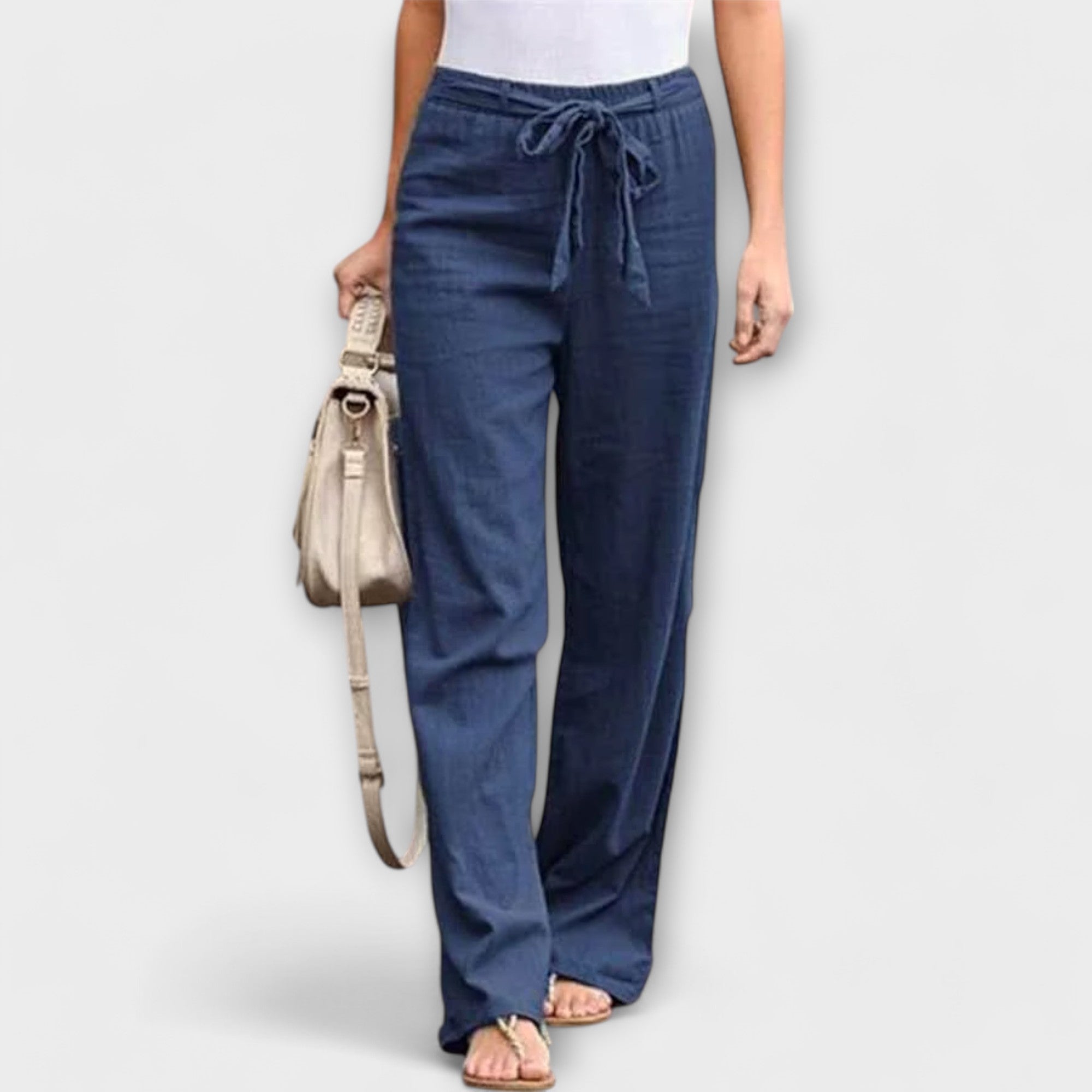 Thessalie Tie Waist Wide Leg Trousers