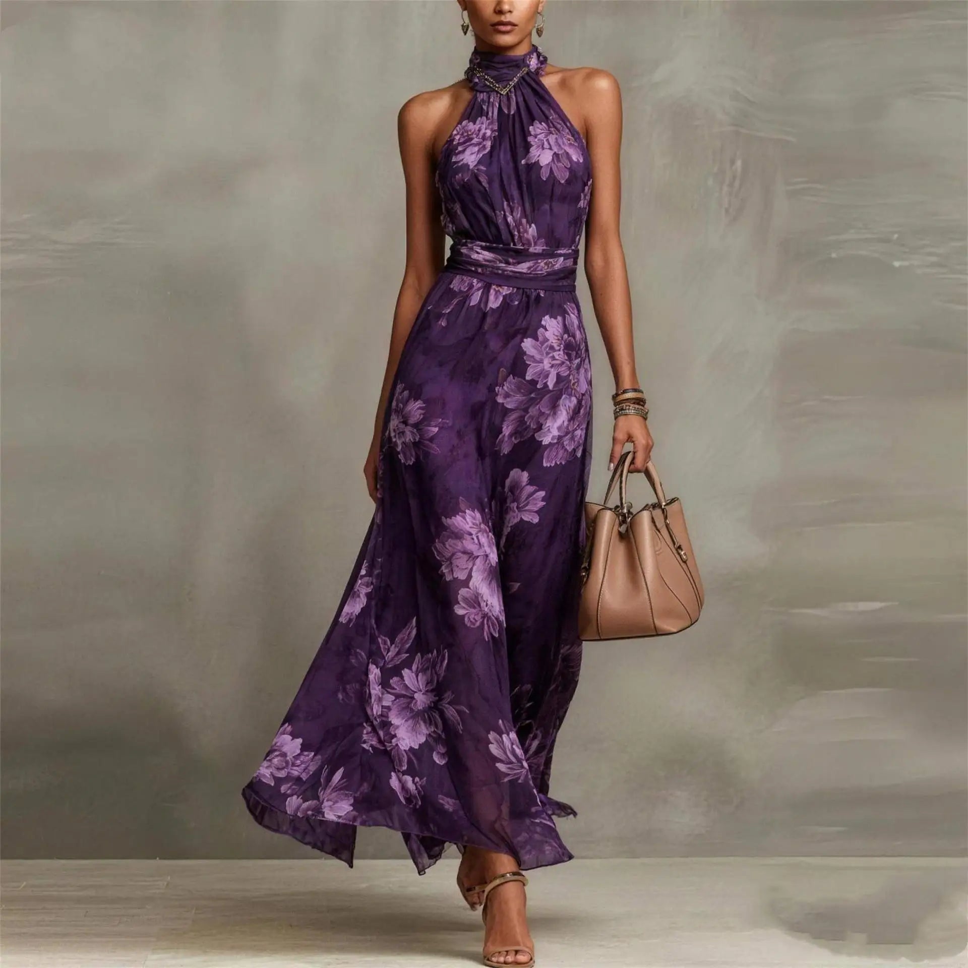 Olivia | Halter Neck Maxi Dress