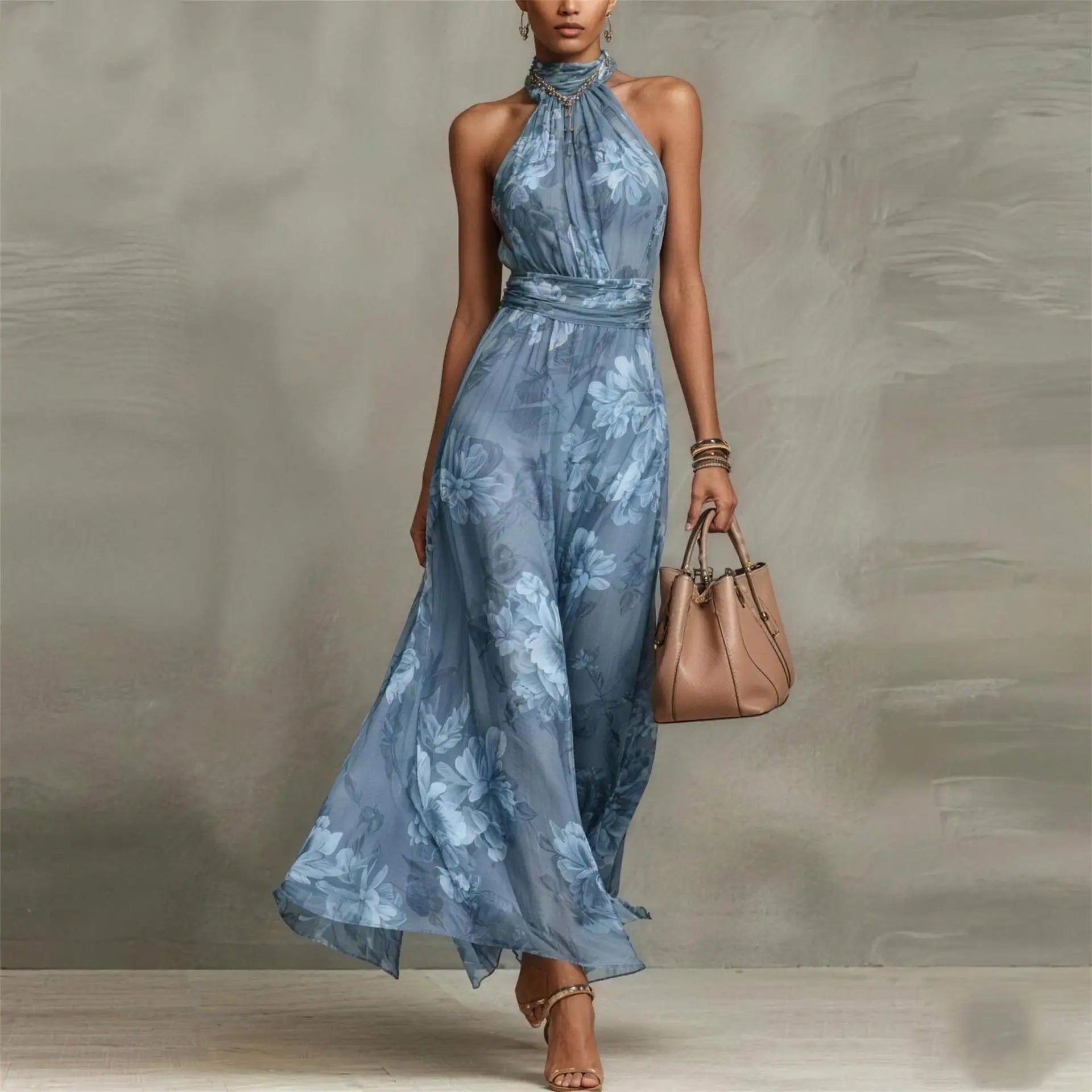 Olivia | Halter Neck Maxi Dress