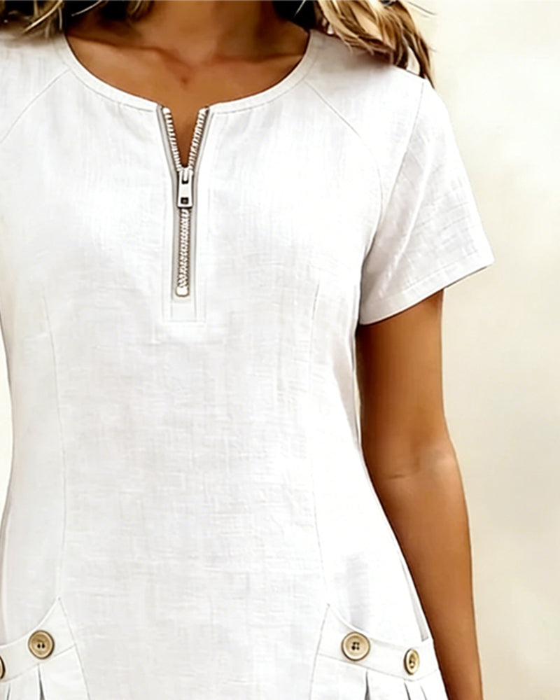 Patricia | Cotton Dress with Zipper Pocket