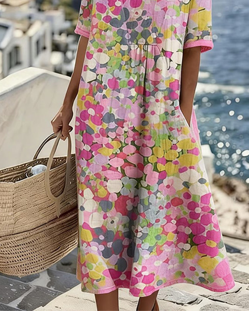 Elena - Chic Floral Midi Dress for Summer