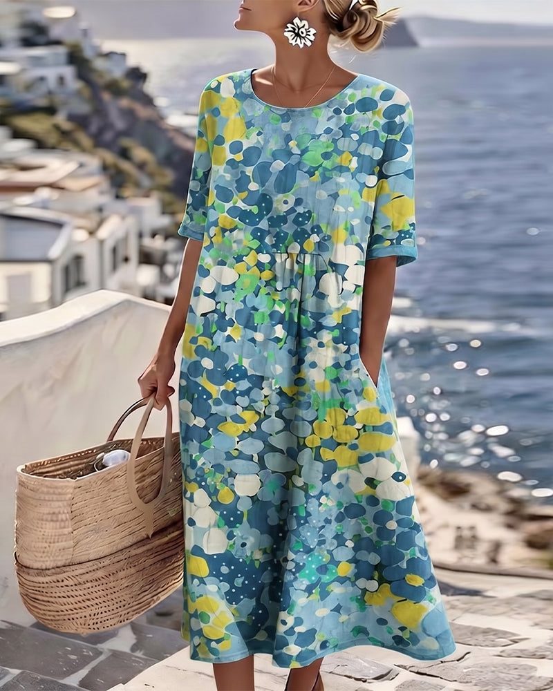Elena - Chic Floral Midi Dress for Summer