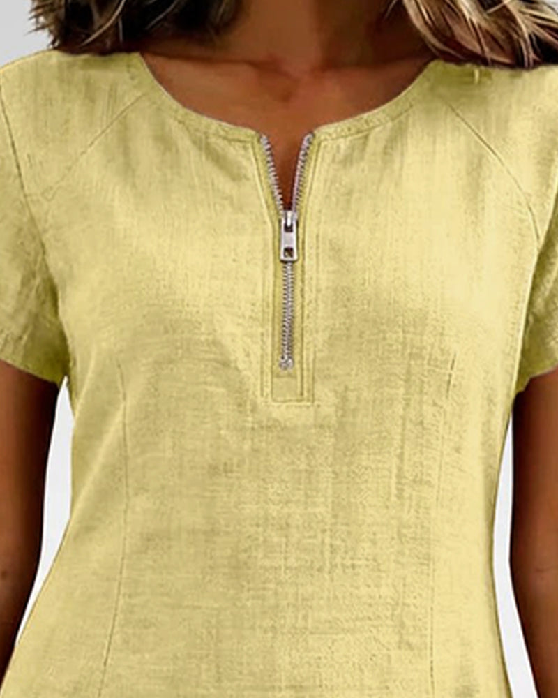 Patricia | Cotton Dress with Zipper Pocket