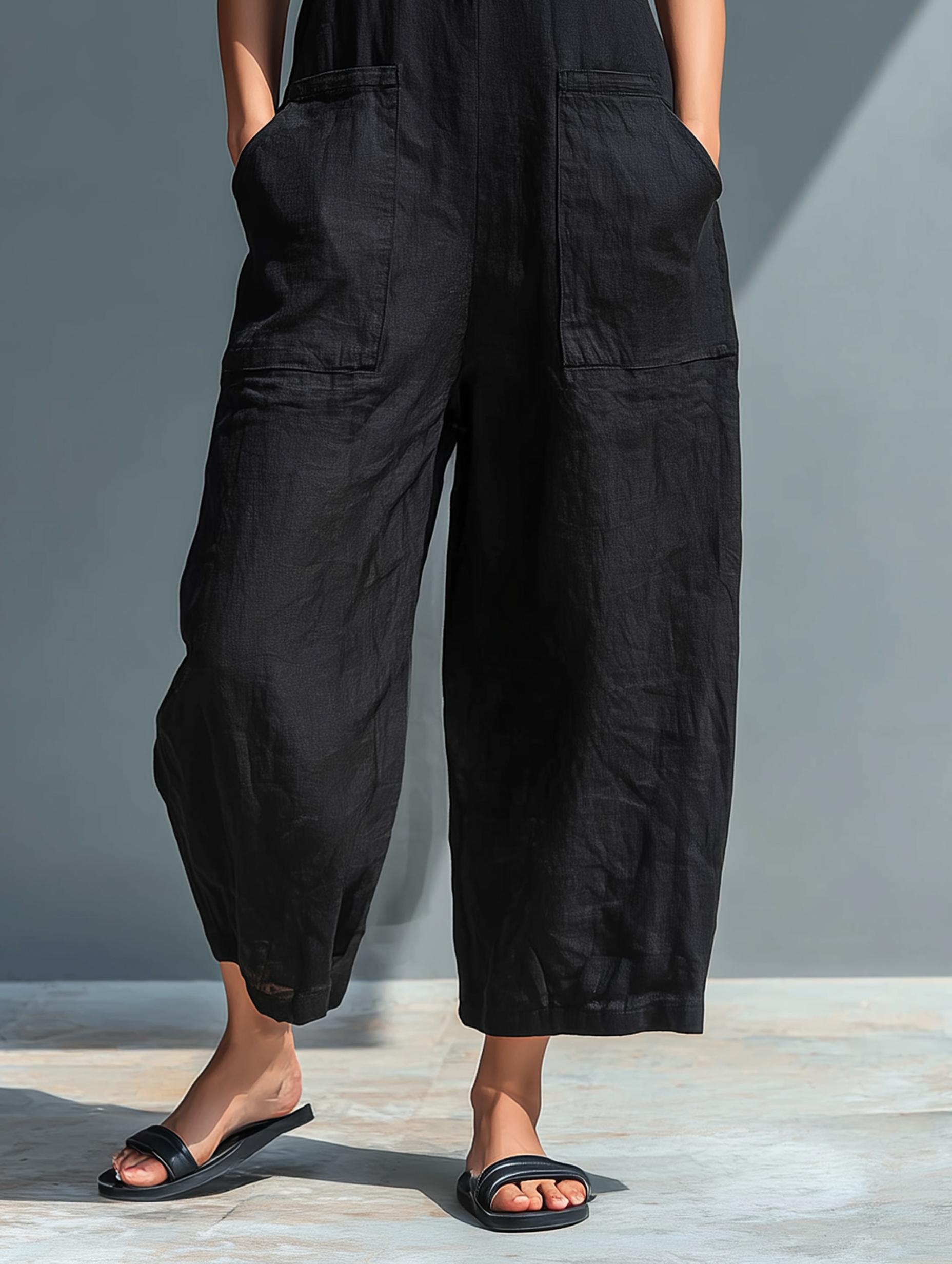 Silvia | Sleeveless Minimalist Dungarees