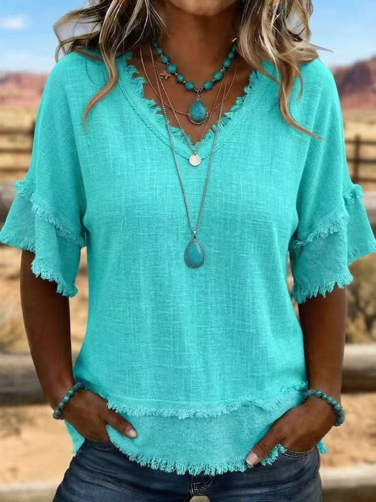 Jessica | Women's Linen V-Neck Top