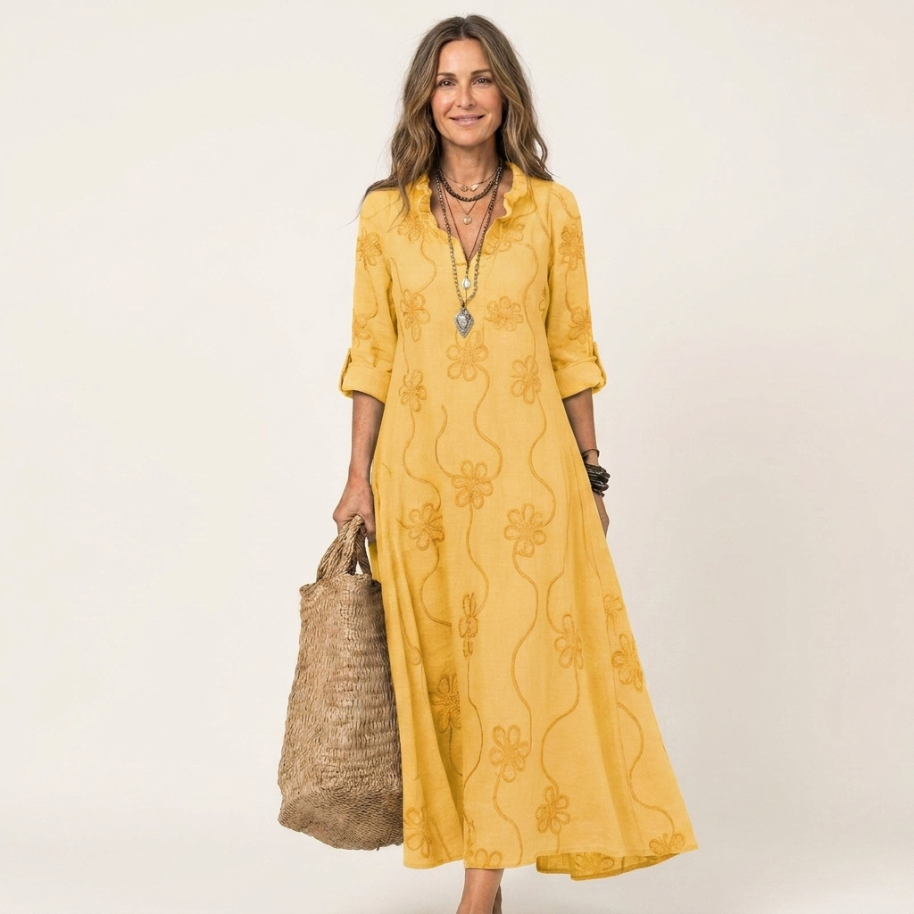 Mariam | Maxi Dress with Floral Embroidery