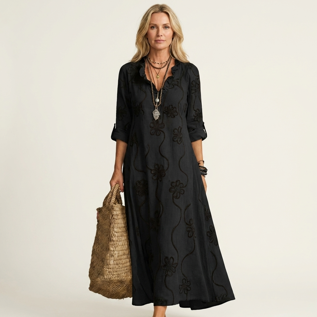 Mariam | Maxi Dress with Floral Embroidery