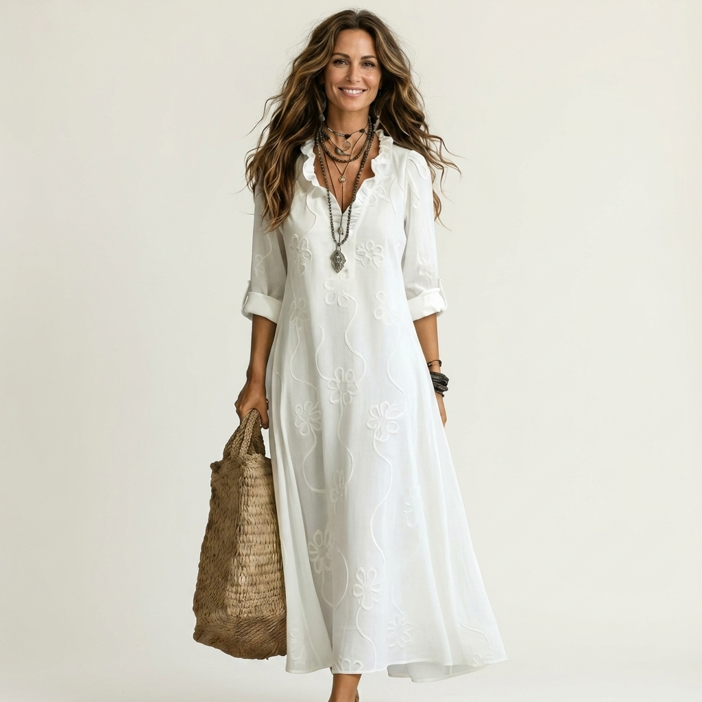 Mariam | Maxi Dress with Floral Embroidery